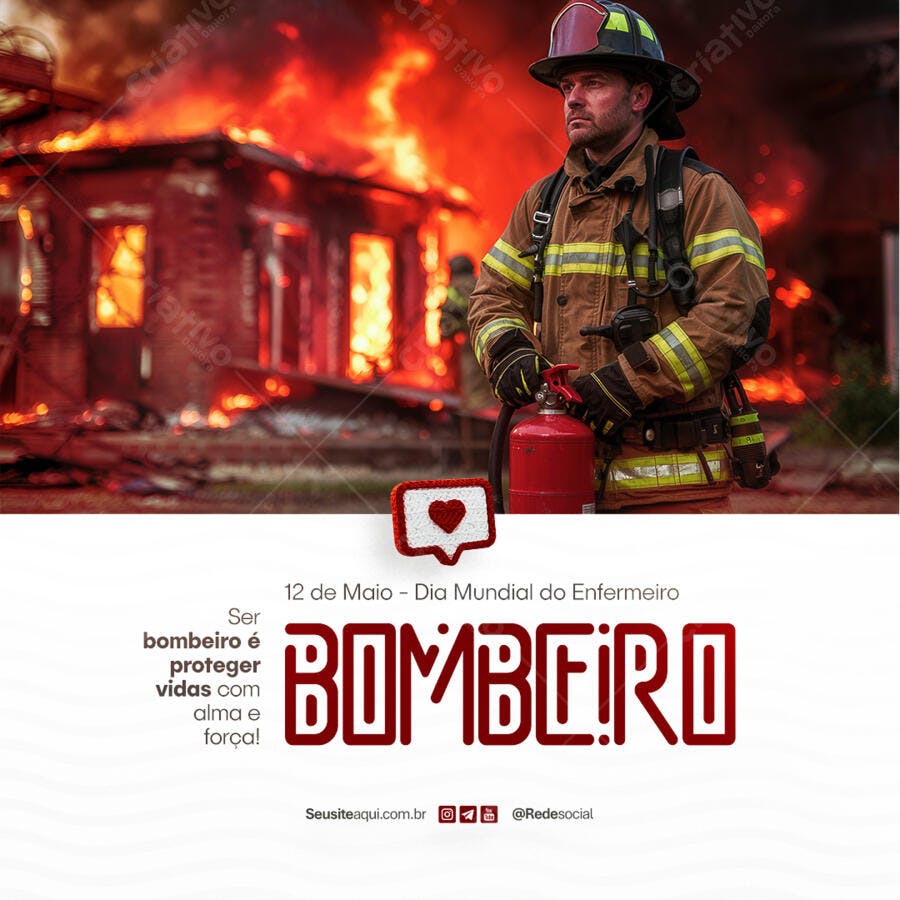 Postagem Dia do Bombeiro PSD Editável