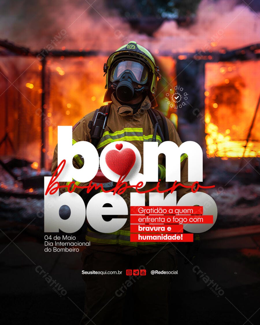 Postagem Dia do Bombeiro PSD Editável