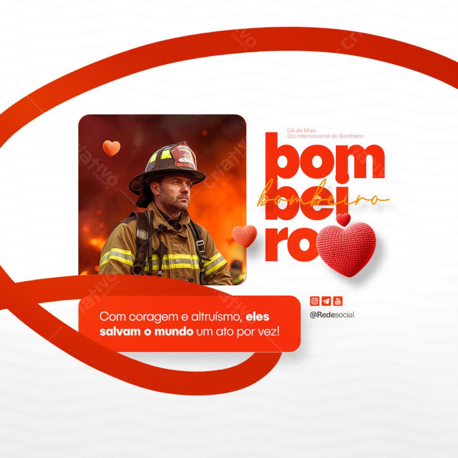 Postagem Dia do Bombeiro PSD Editável