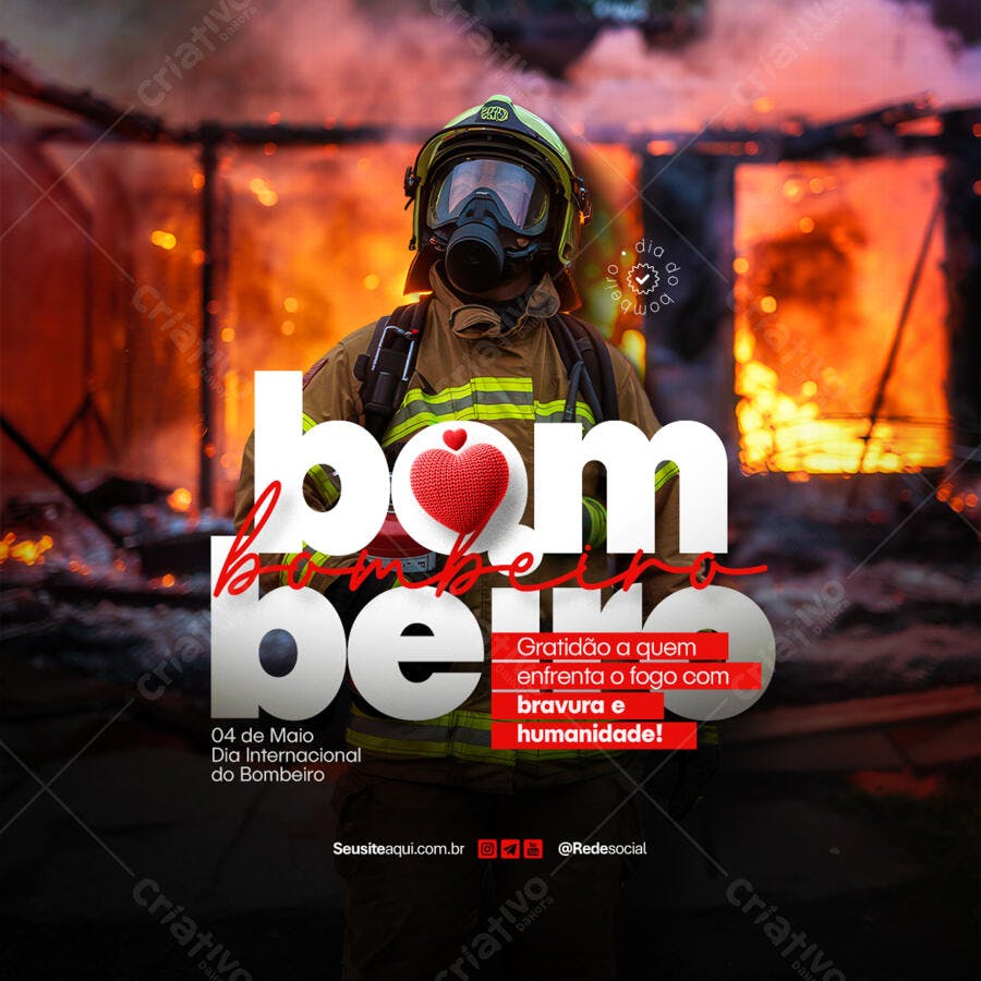 Postagem Dia do Bombeiro PSD Editável