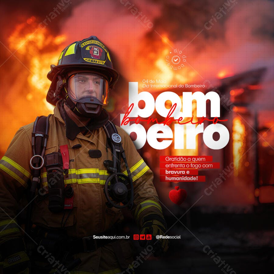 Postagem Dia do Bombeiro PSD Editável