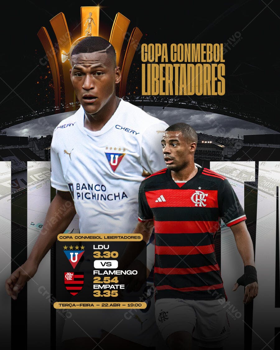 Flyer para Jogo LDU x Flamengo PSD Editável