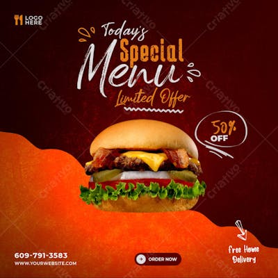 flyer Today's hamburguer
