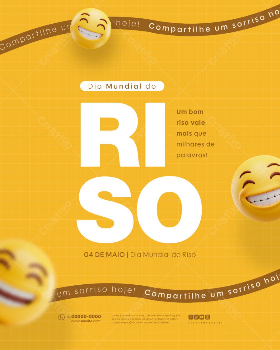 Flyer Dia Mundial do Riso PSD Editável