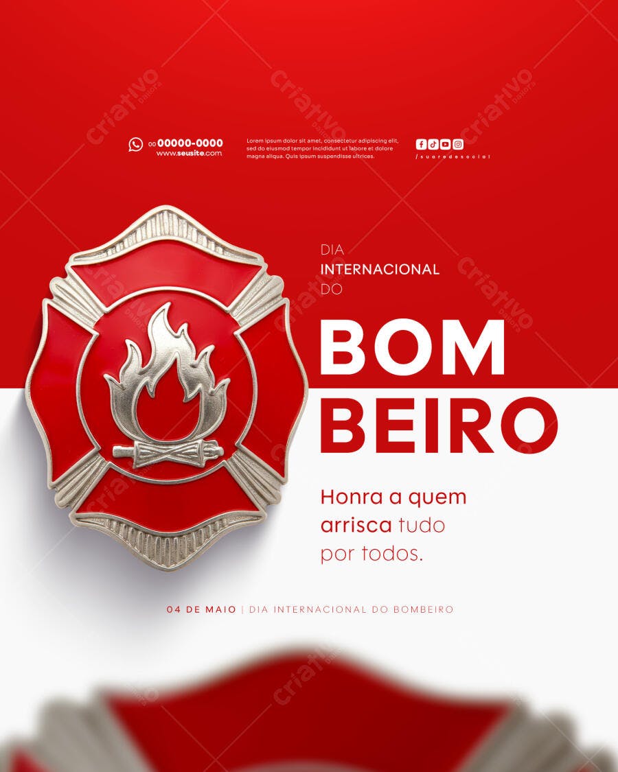 Flyer Dia Internacional do Bombeiro PSD Editável