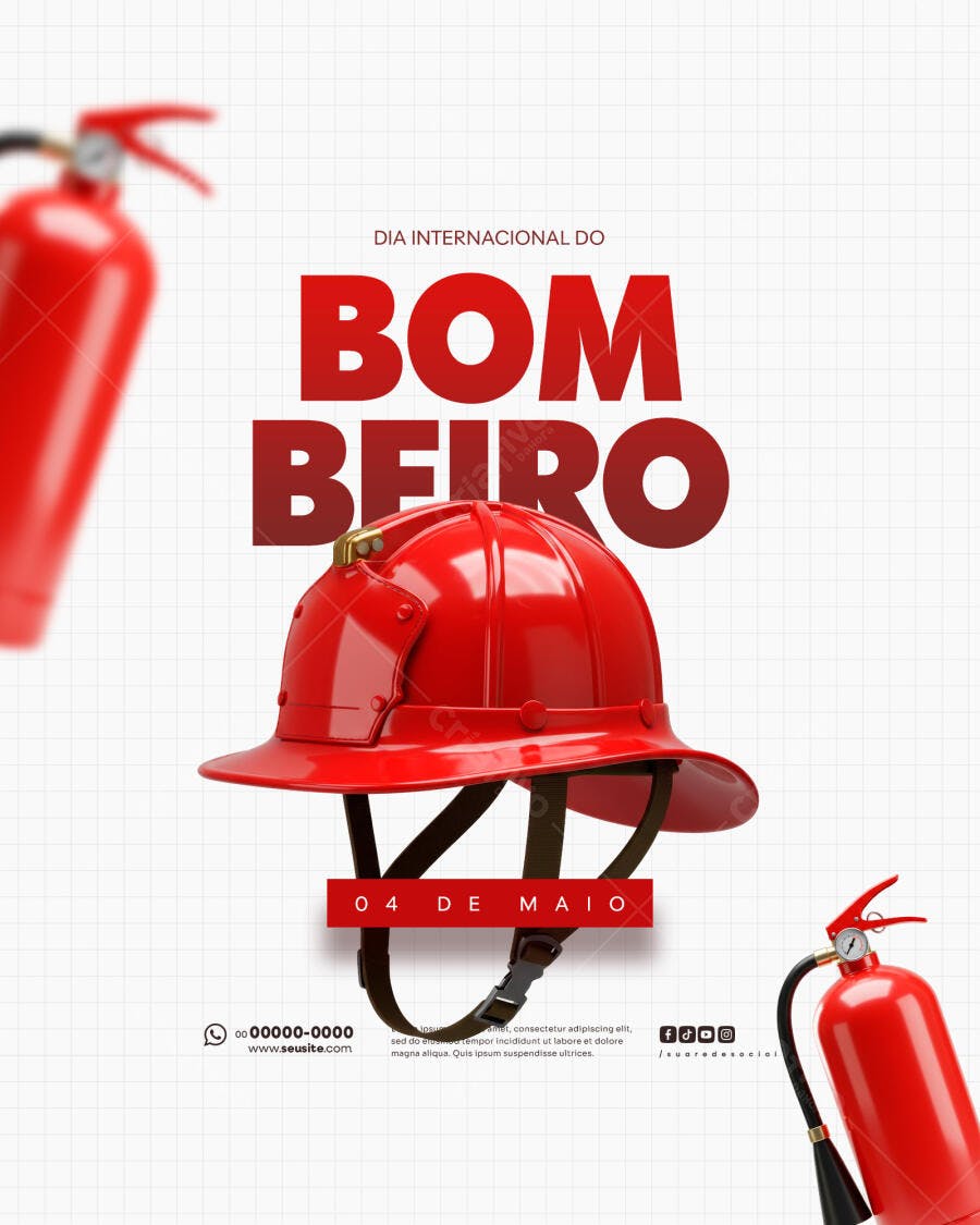 Flyer Dia Internacional do Bombeiro PSD Editável