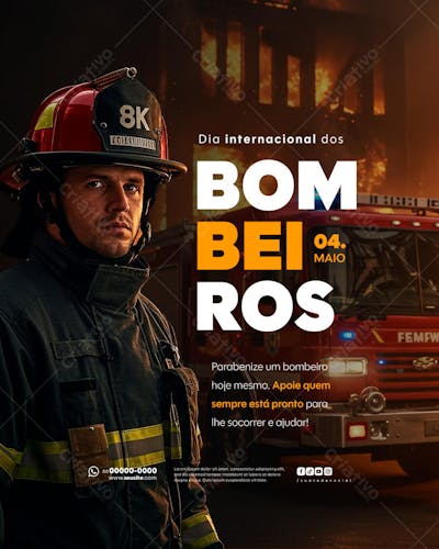 Dia Internacional do Bombeiro 04 de Maio Social Media feed editável (1)