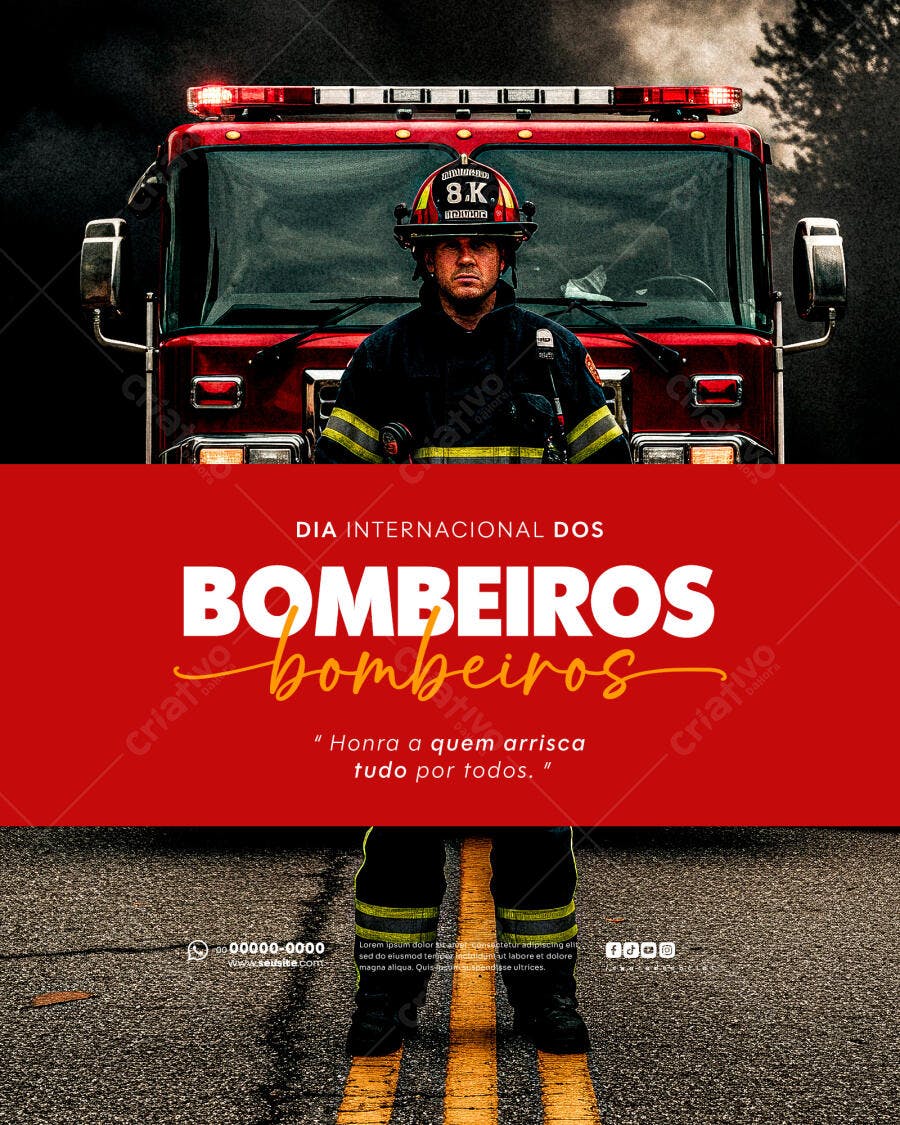 Post para o Dia do Bombeiro PSD Editável