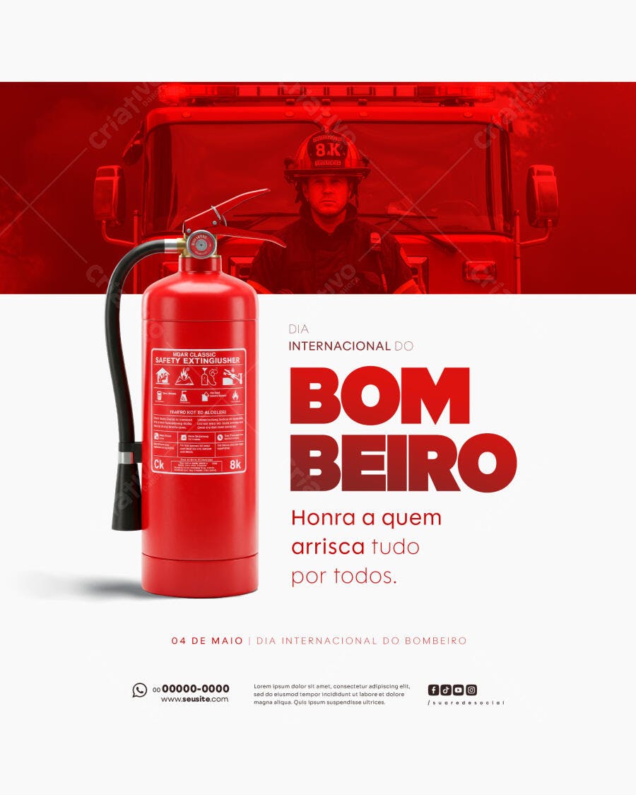 Post de Instagram Dia do Bombeiro PSD Editável