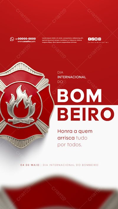 Dia Internacional do Bombeiro 04 de Maio Social Media story editável (2)