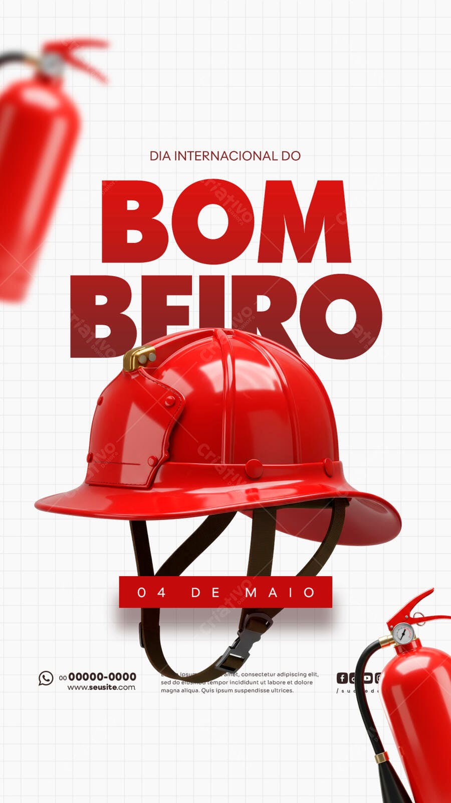 Flyer Dia do Bombeiro 04 de Maio PSD Editável