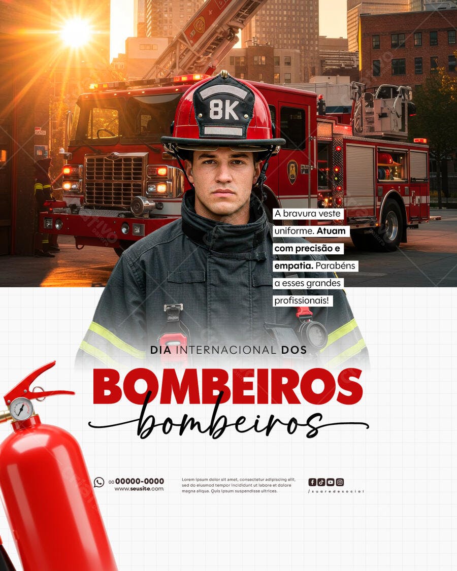 Flyer Dia Internacional dos Bombeiros PSD Editável