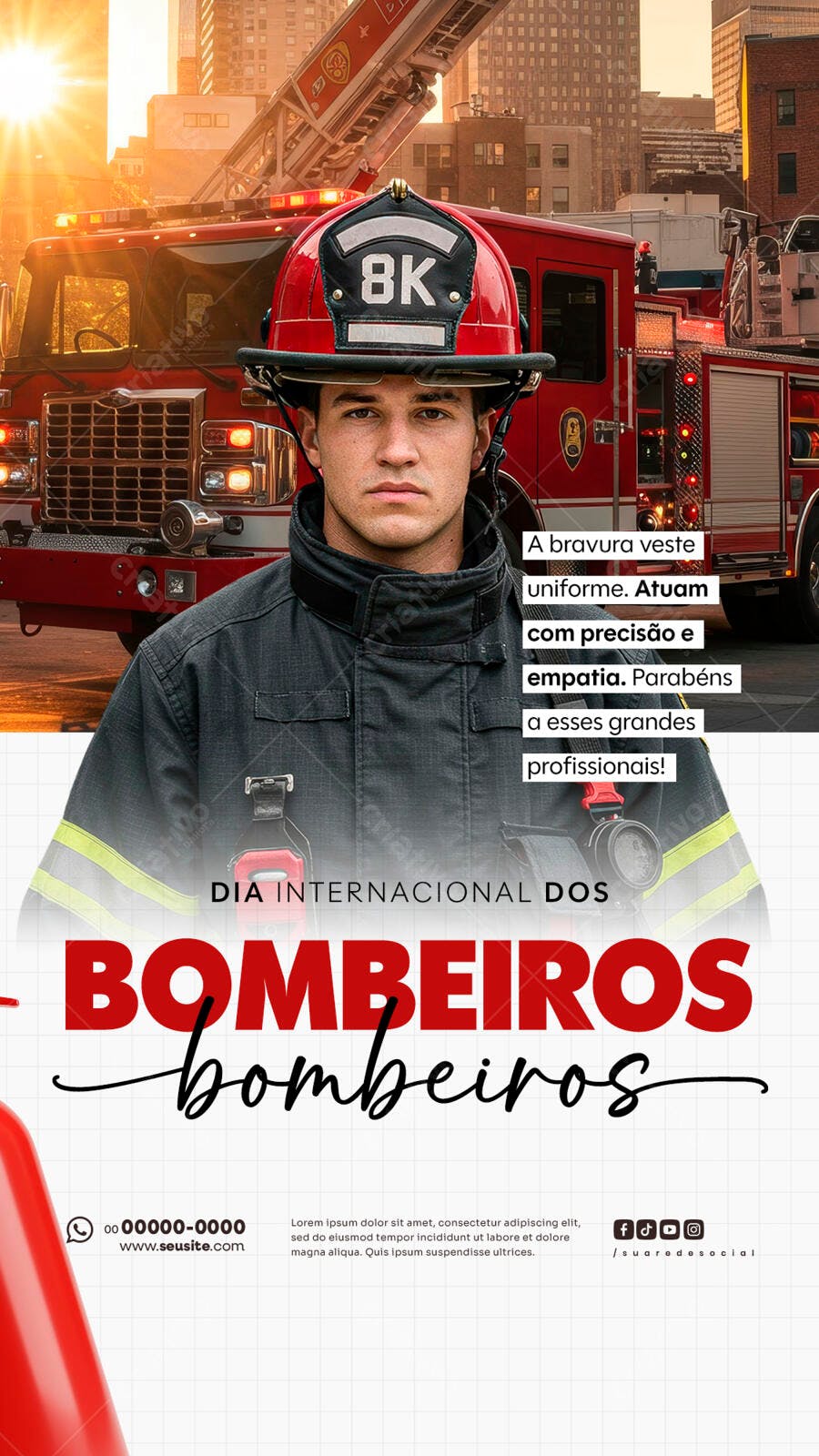 Flyer Dia Internacional dos Bombeiros PSD Editável