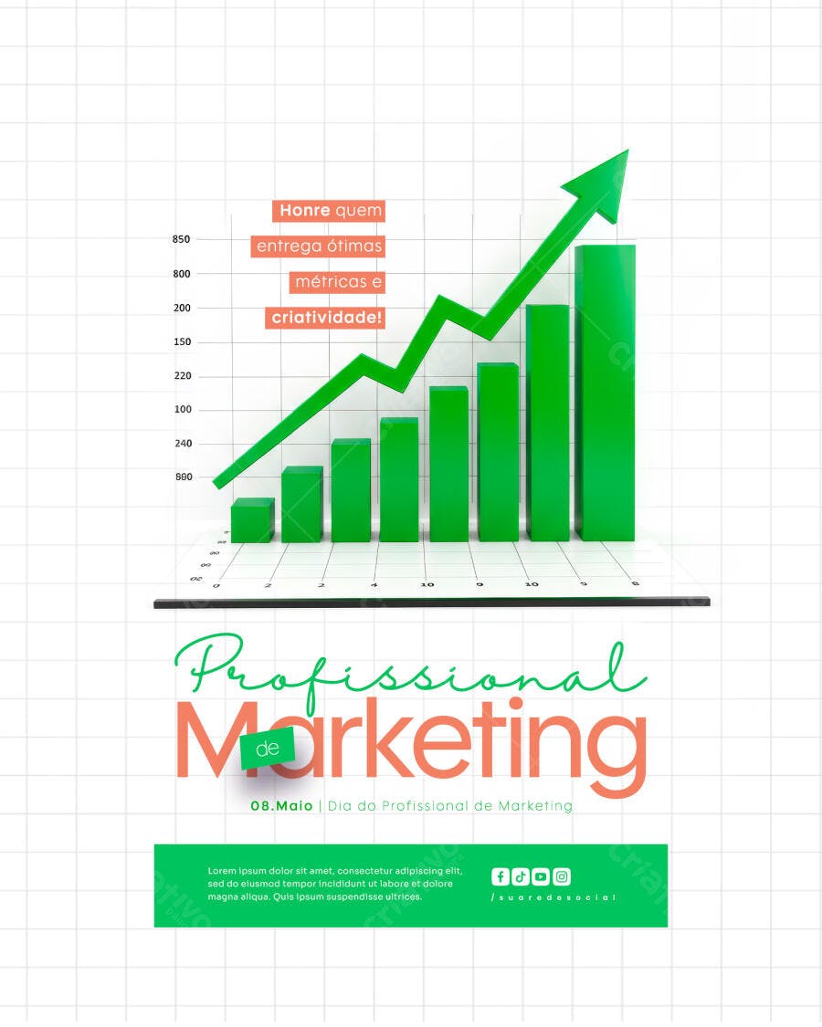 Flyer Dia do Profissional de Marketing PSD Editável