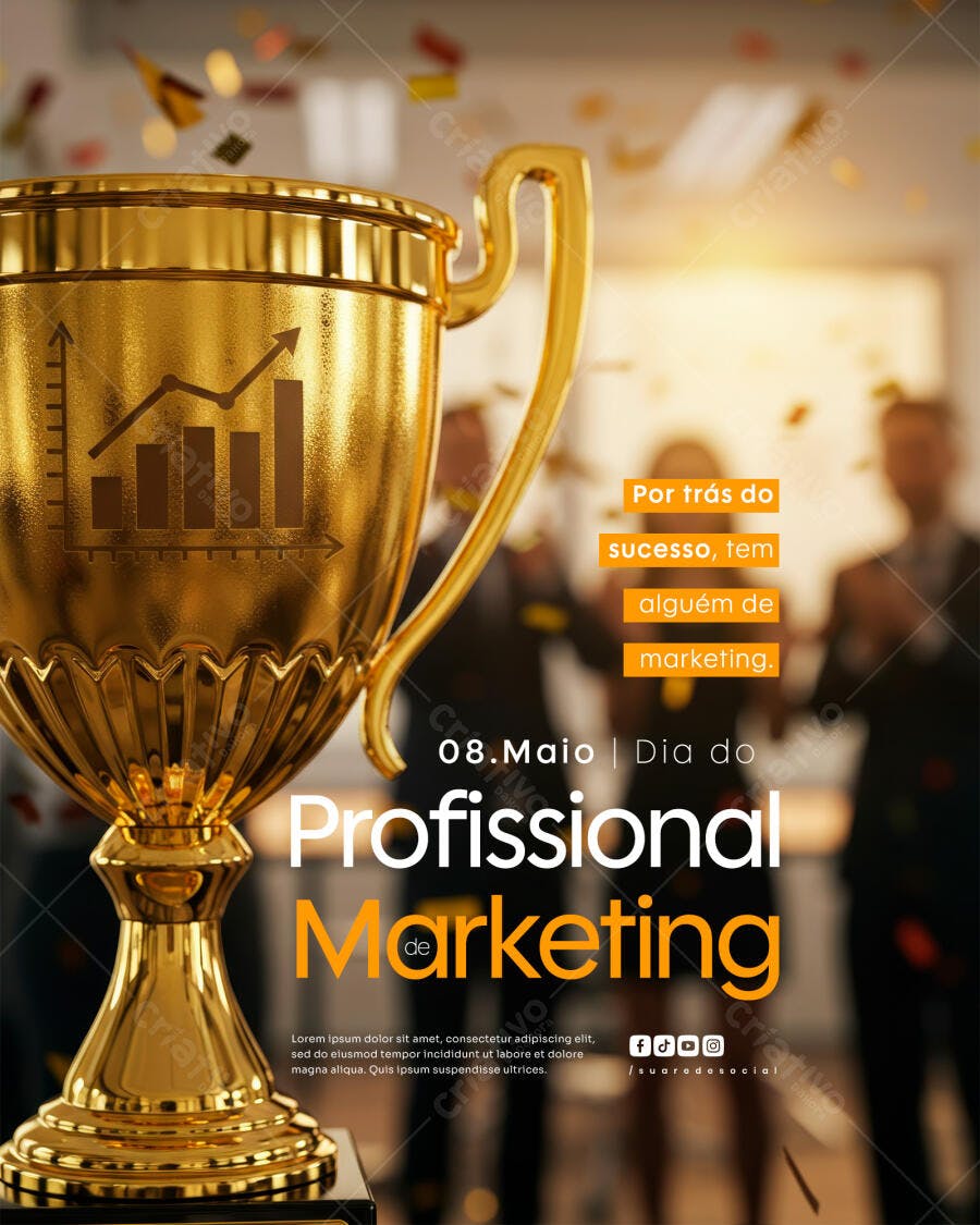 Flyer Dia do Profissional de Marketing 08 de Maio PSD Editável