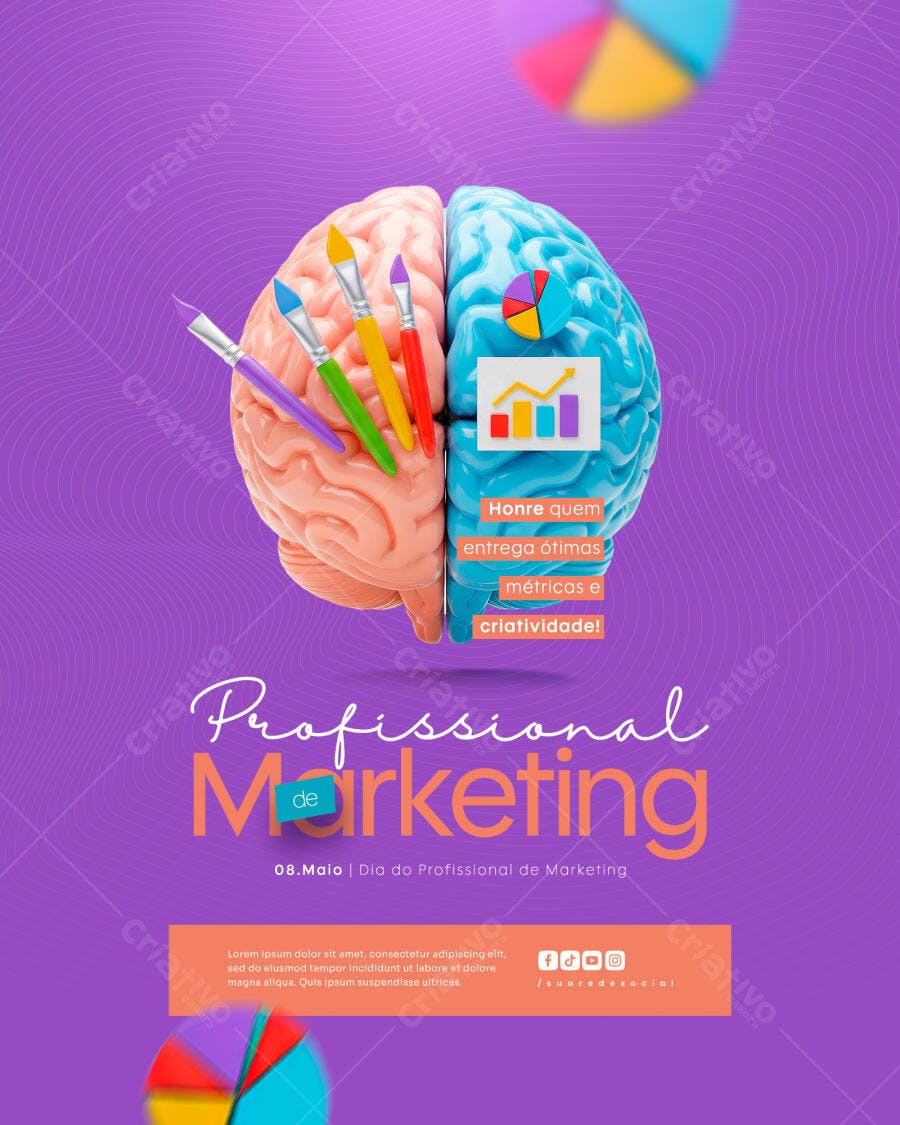 Flyer Dia do Profissional de Marketing PSD Editável