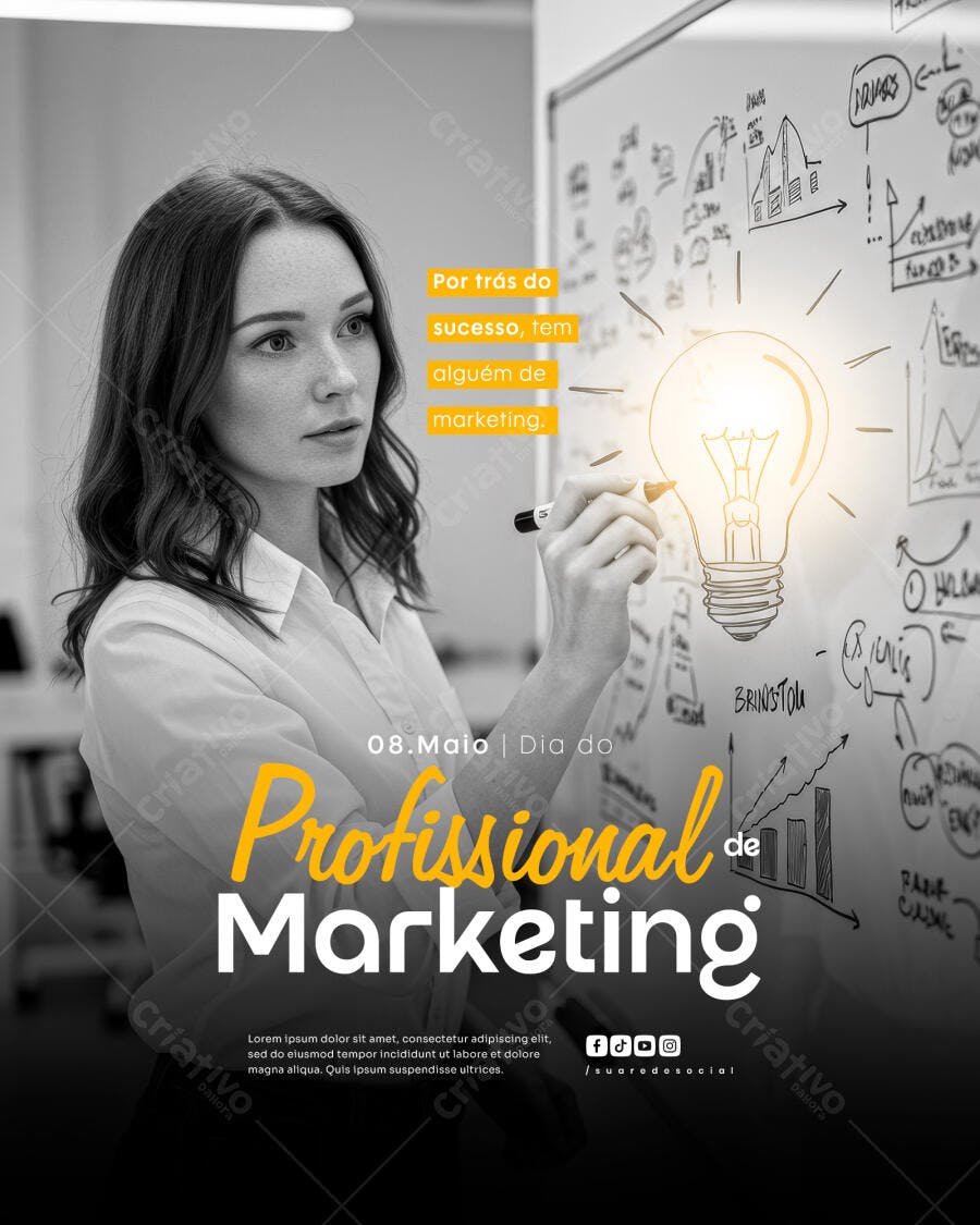 Flyer Dia do Profissional de Marketing PSD Editável