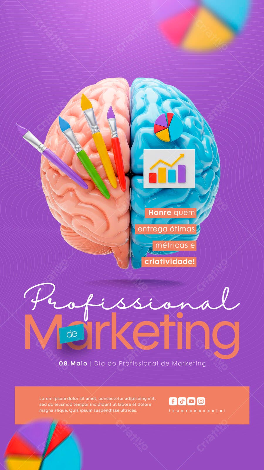 Flyer Dia do Profissional de Marketing PSD Editável