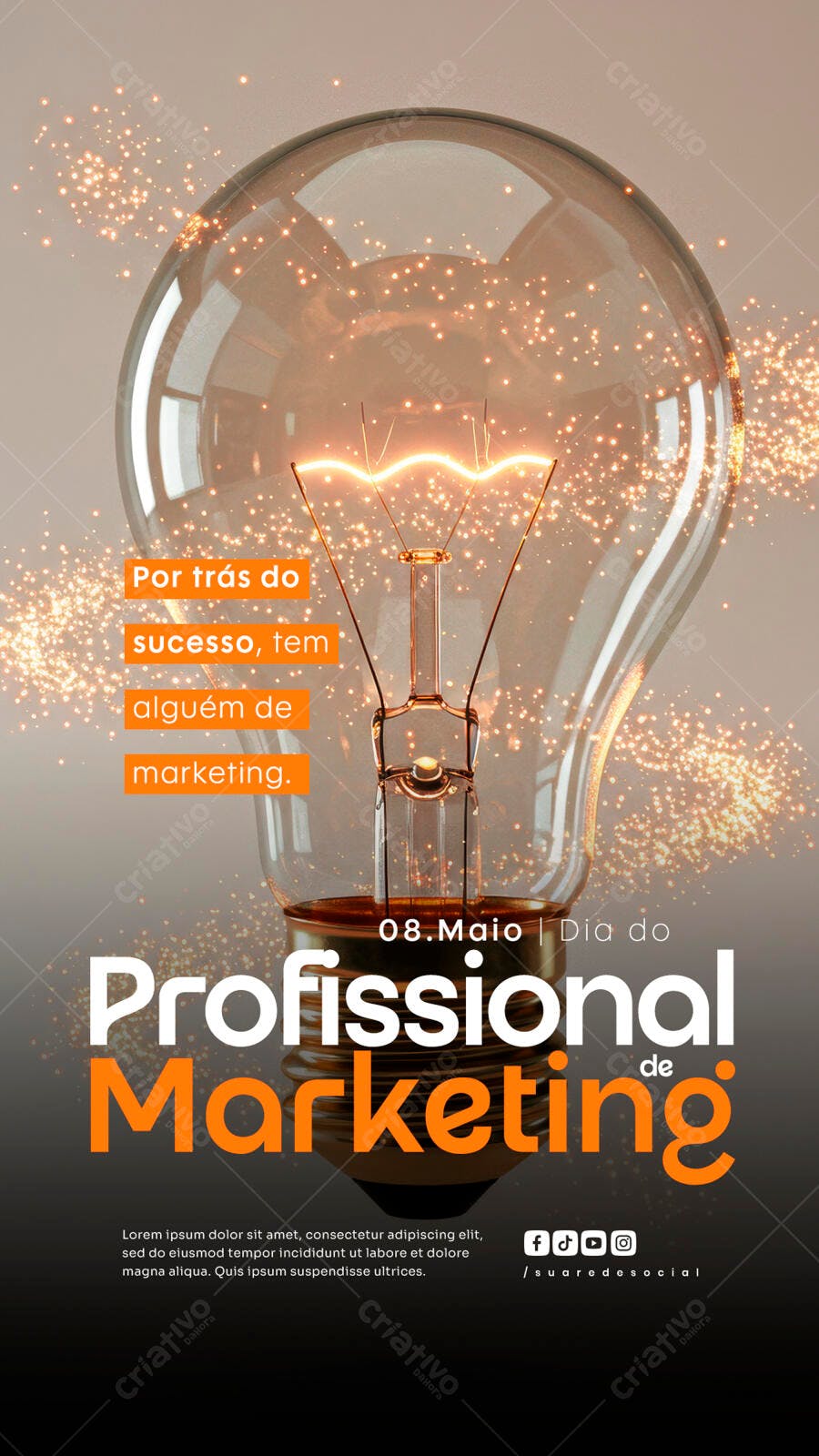 Flyer Dia do Profissional de Marketing 08 de Maio PSD Editável