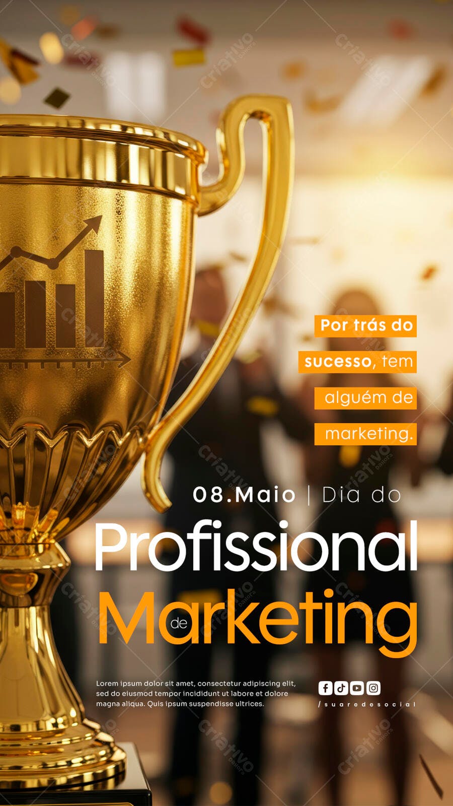 Flyer Dia do Profissional de Marketing 08 de Maio PSD Editável