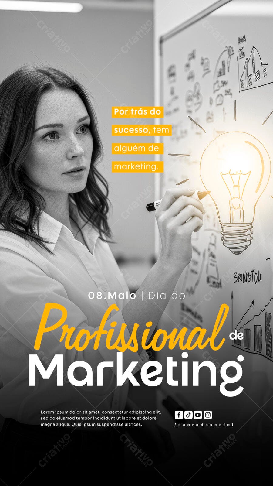 Flyer Dia do Profissional de Marketing PSD Editável