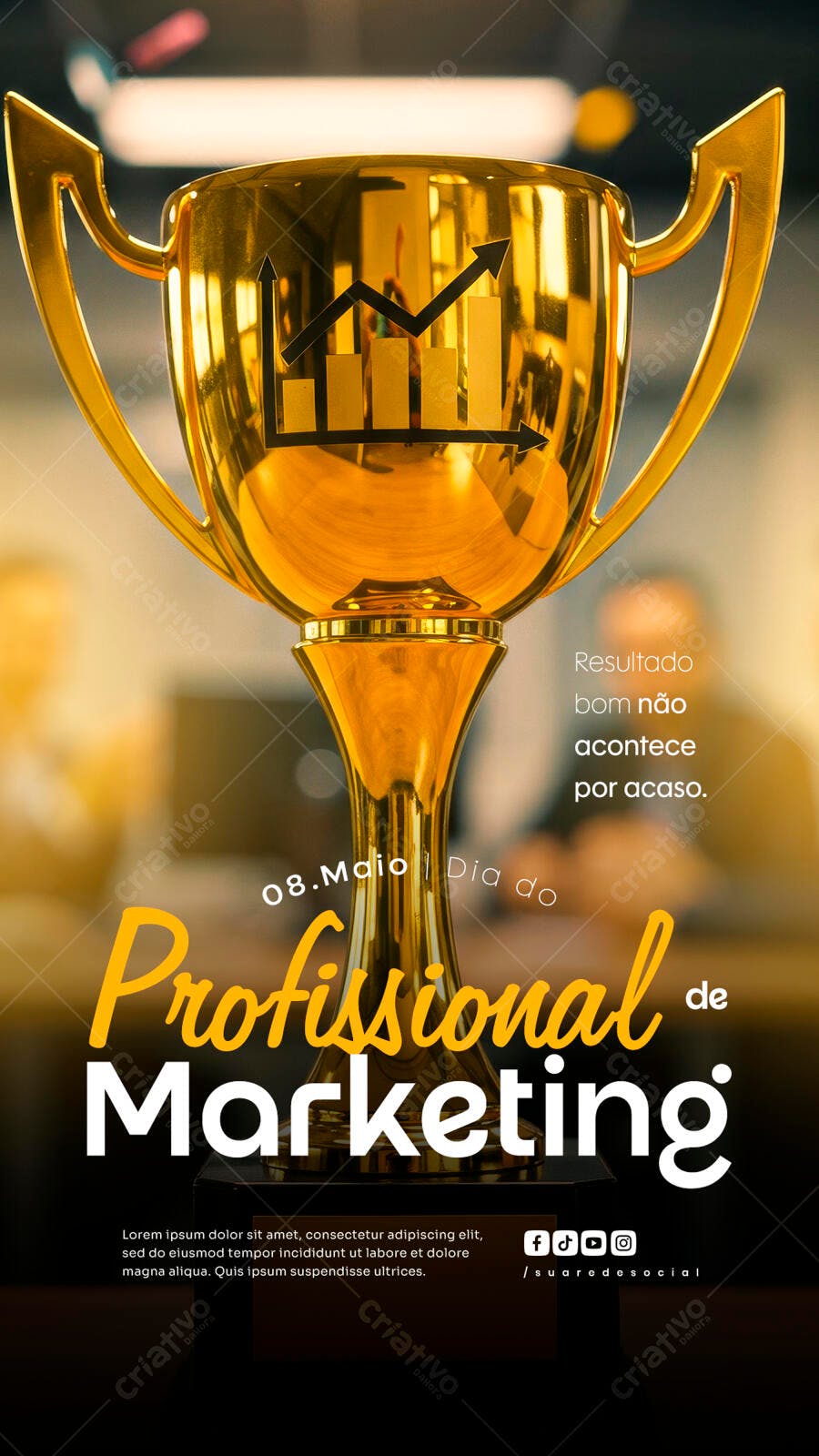 Flyer Dia do Profissional de Marketing 08 de Maio PSD Editável