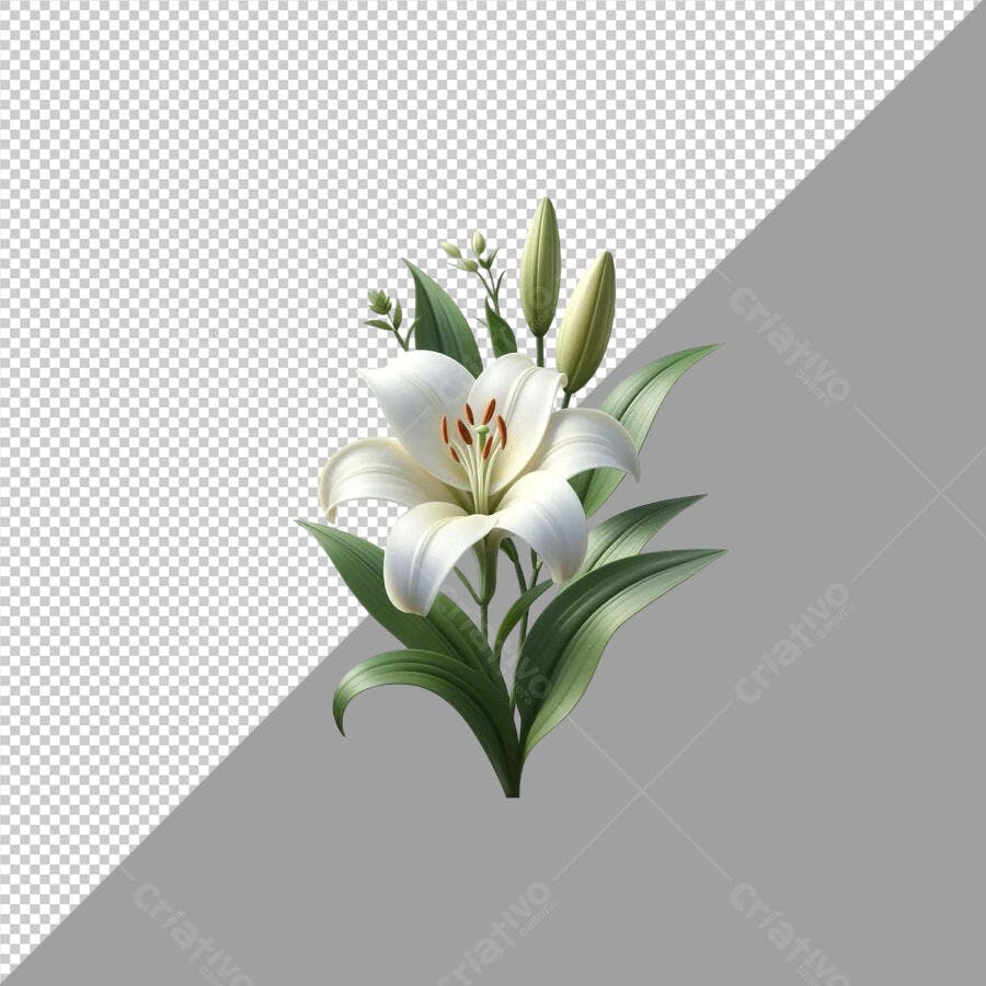 Imagem PSD de Lírio Branco para Dia das Mães PSD Editável
