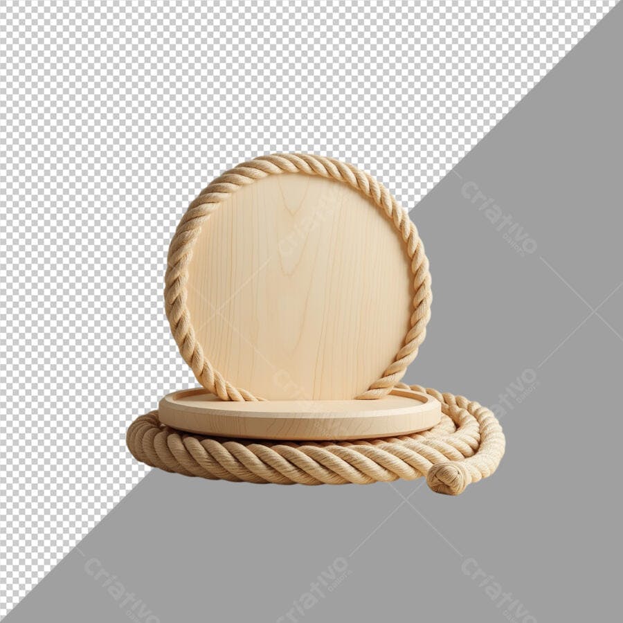 Mockup de Madeira com Corda PSD Editável