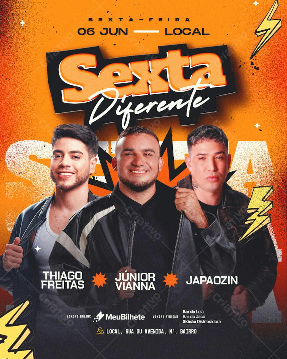 FLYER EVENTO SEXTA DIFERENTE FEED PSD EDITÁVEL