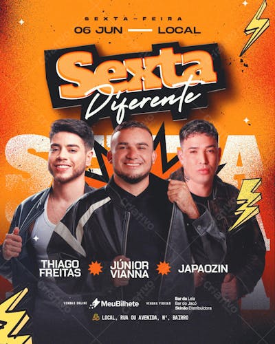 FLYER EVENTO SEXTA DIFERENTE FEED PSD EDITÁVEL