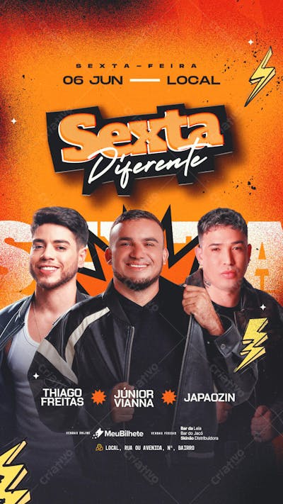 FLYER EVENTO SEXTA DIFERENTE STORY PSD EDITÁVEL