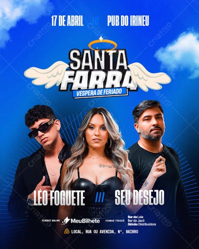FLYER EVENTO QUINTA SANTA FEED PSD EDITÁVEL