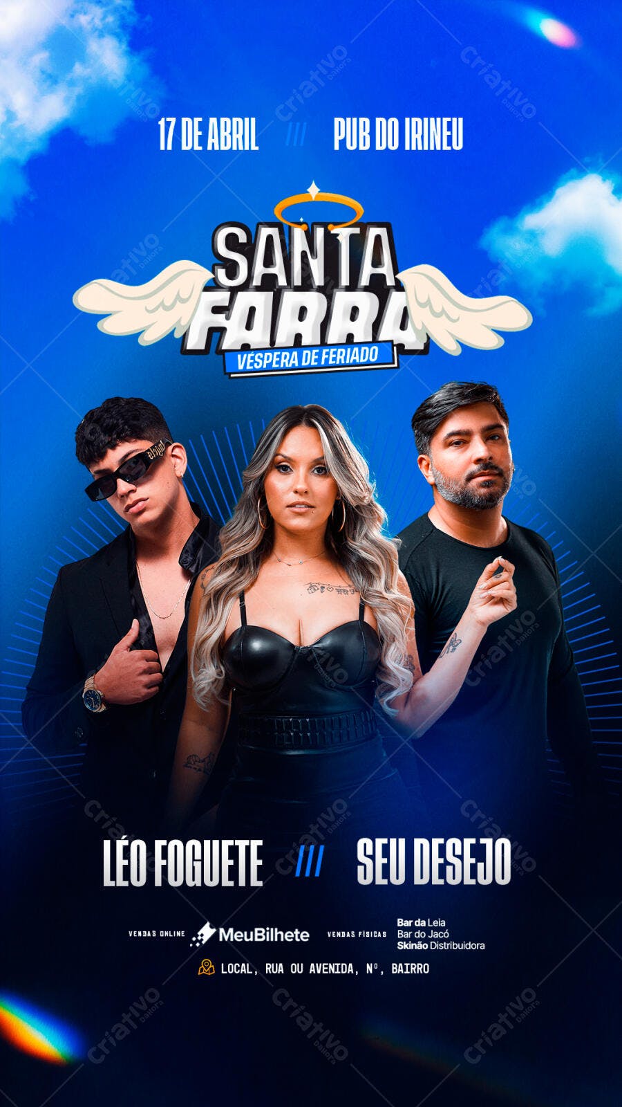 Flyer para Festa Santa Farra 17 de Abril PSD Editável