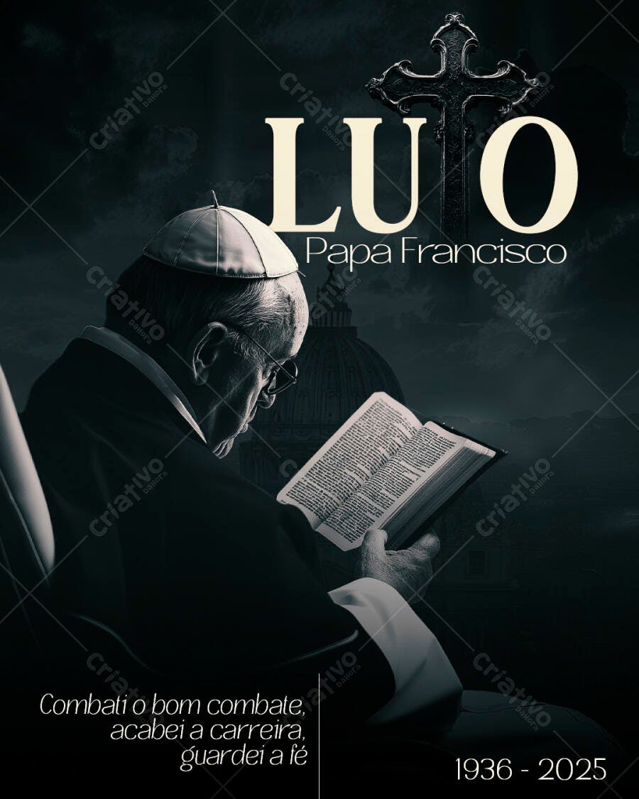 Flyer Luto Papa Francisco PSD Editável