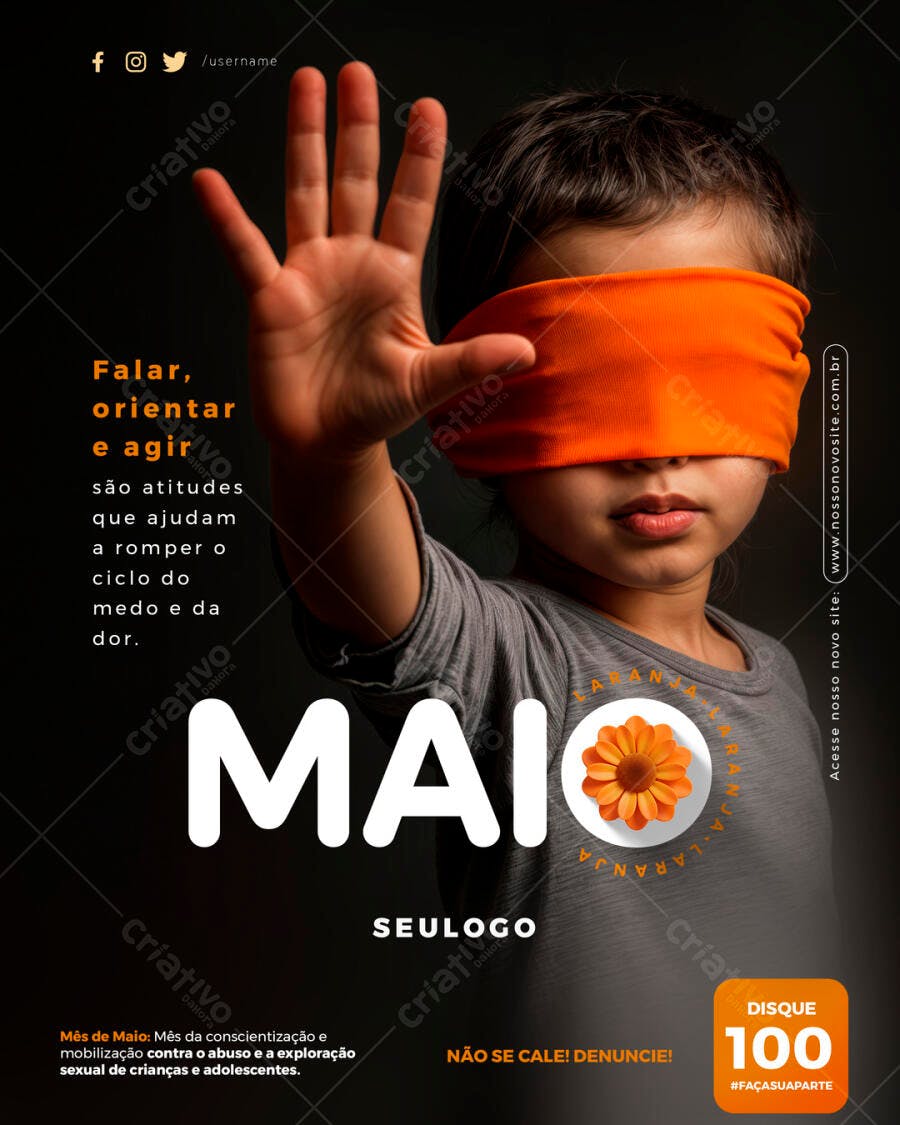 Poster Maio Laranja PSD Editável