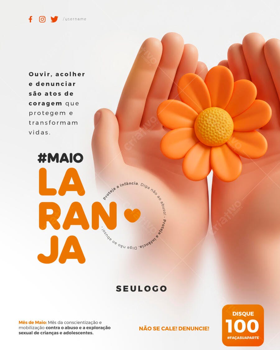 Flyer Maio Laranja PSD Editável