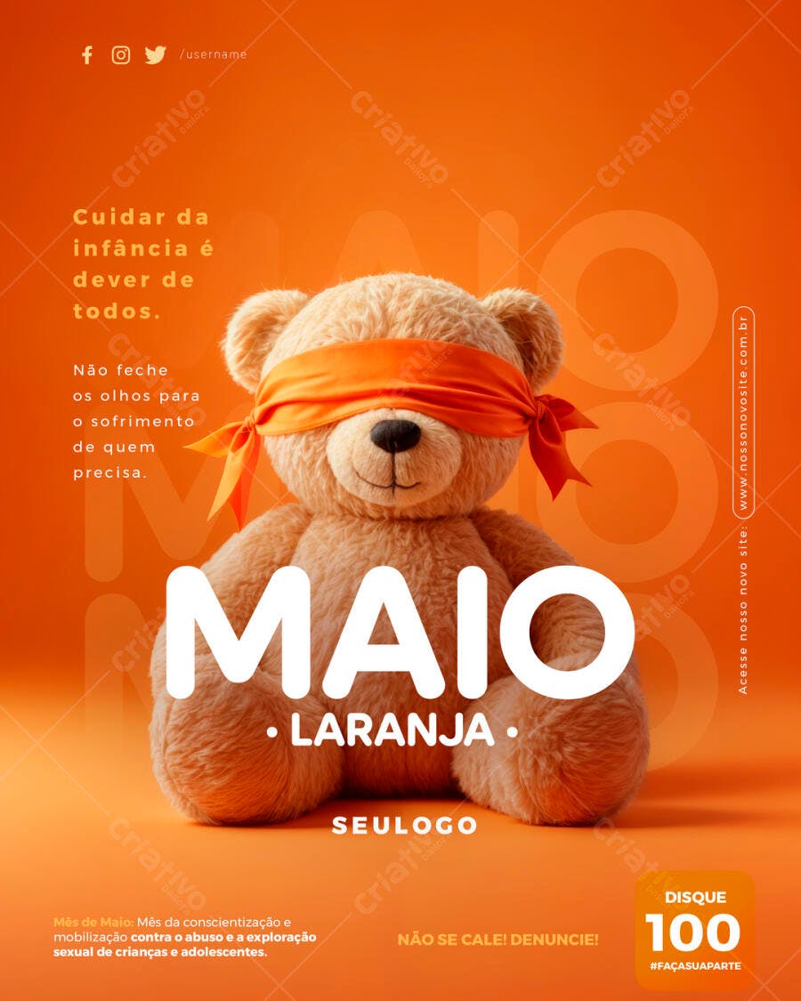 Flyer Maio Laranja PSD Editável