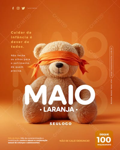 PSD EDITÁVEL • MAIO LARANJA • CONTRA O ABUSO E A EXPLORAÇÃO SEXUAL DE CRIANÇAS E ADOLESCENTES 04-25 - 1