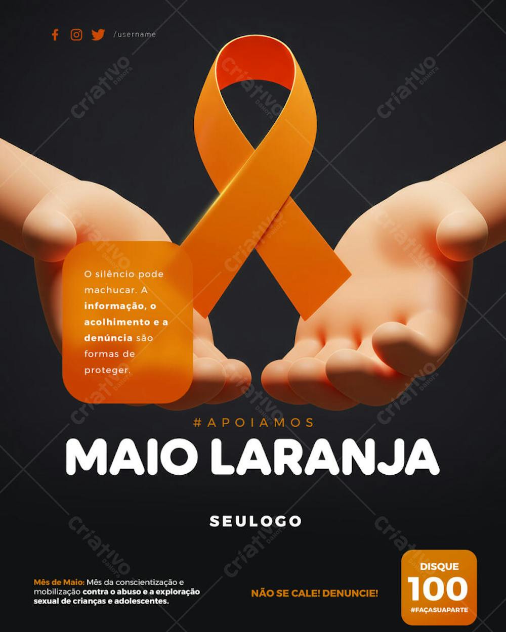 PSD EDITÁVEL • MAIO LARANJA • CONTRA O ABUSO E A EXPLORAÇÃO SEXUAL DE CRIANÇAS E ADOLESCENTES 04-25 - 3