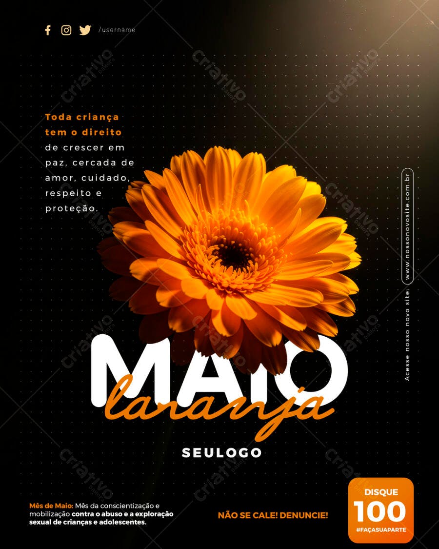 Flyer Maio Laranja PSD Editável