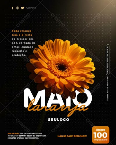 PSD EDITÁVEL • MAIO LARANJA • CONTRA O ABUSO E A EXPLORAÇÃO SEXUAL DE CRIANÇAS E ADOLESCENTES 04-25 - 4