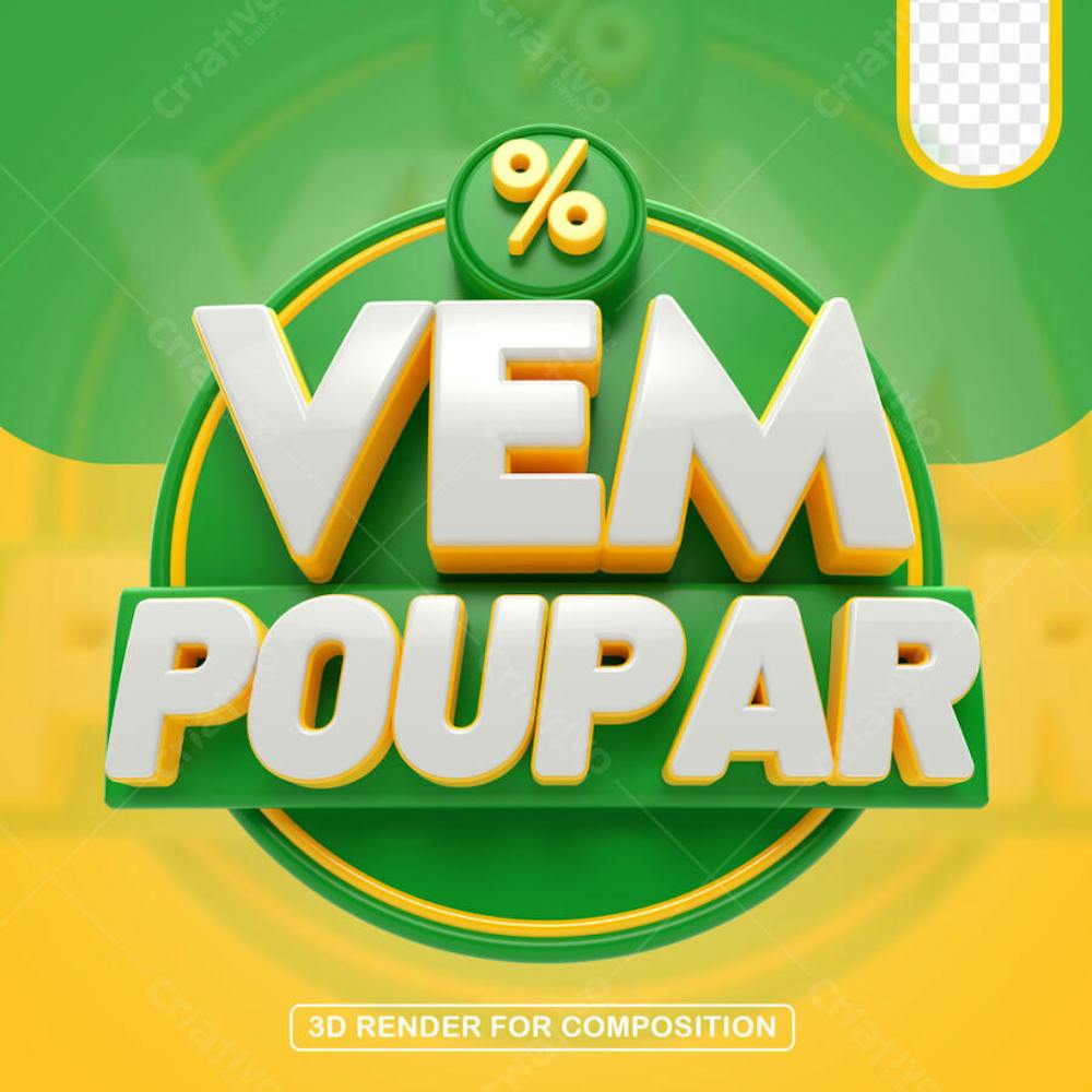 VEM POUPAR VERDE SELO 3D