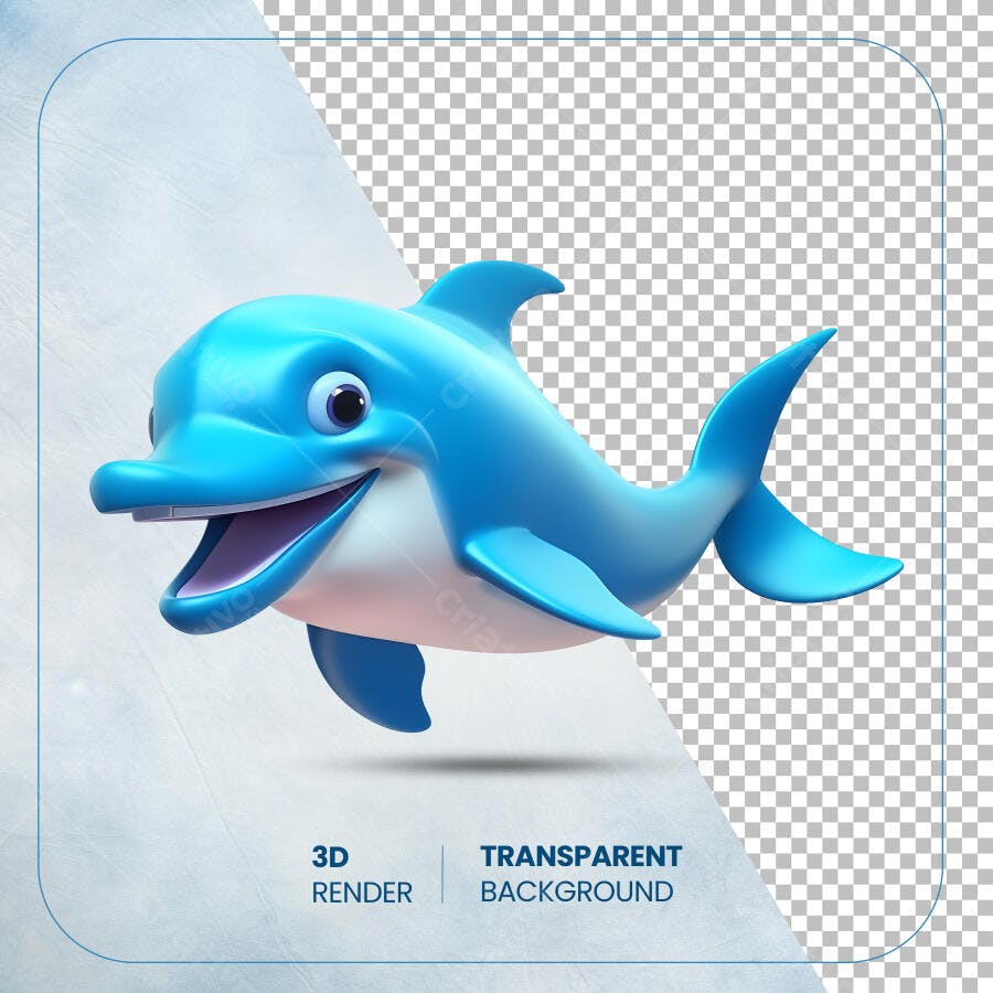 PNG Ilustração Golfinho Feliz para Post Instagram com fundo transparente