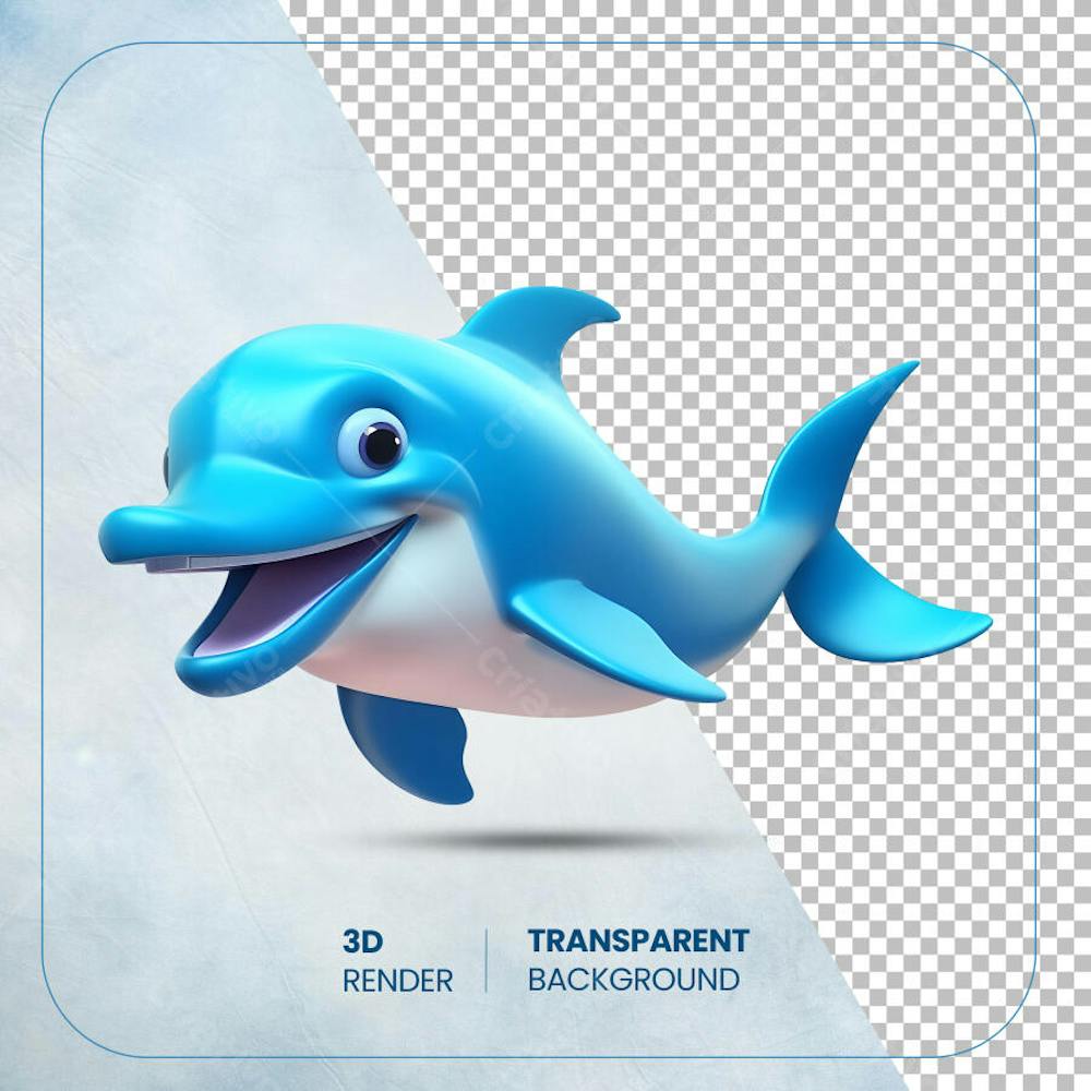 Peixe golfinho 3D isolado em fundo transparente