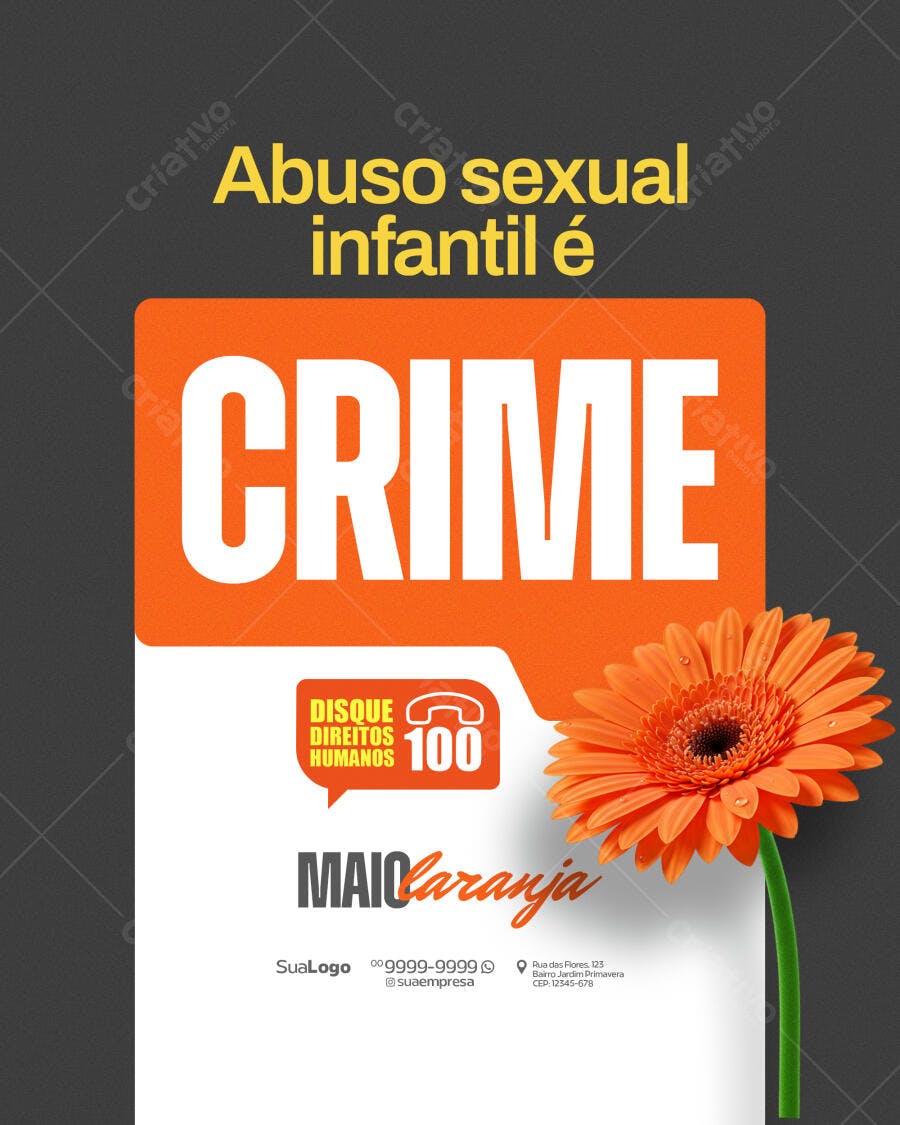 Flyer Maio Laranja PSD Editável