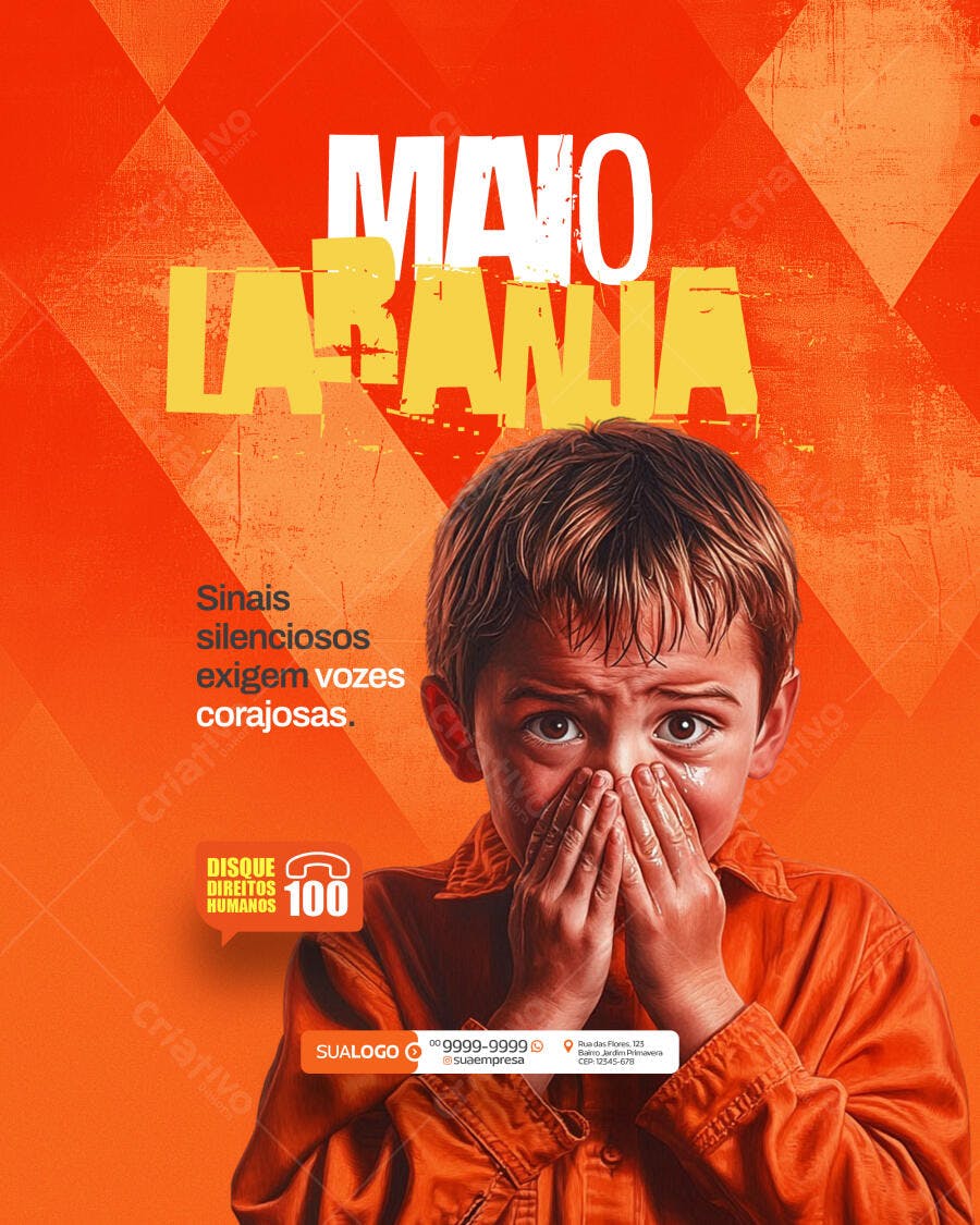 Flyer Maio Laranja PSD Editável