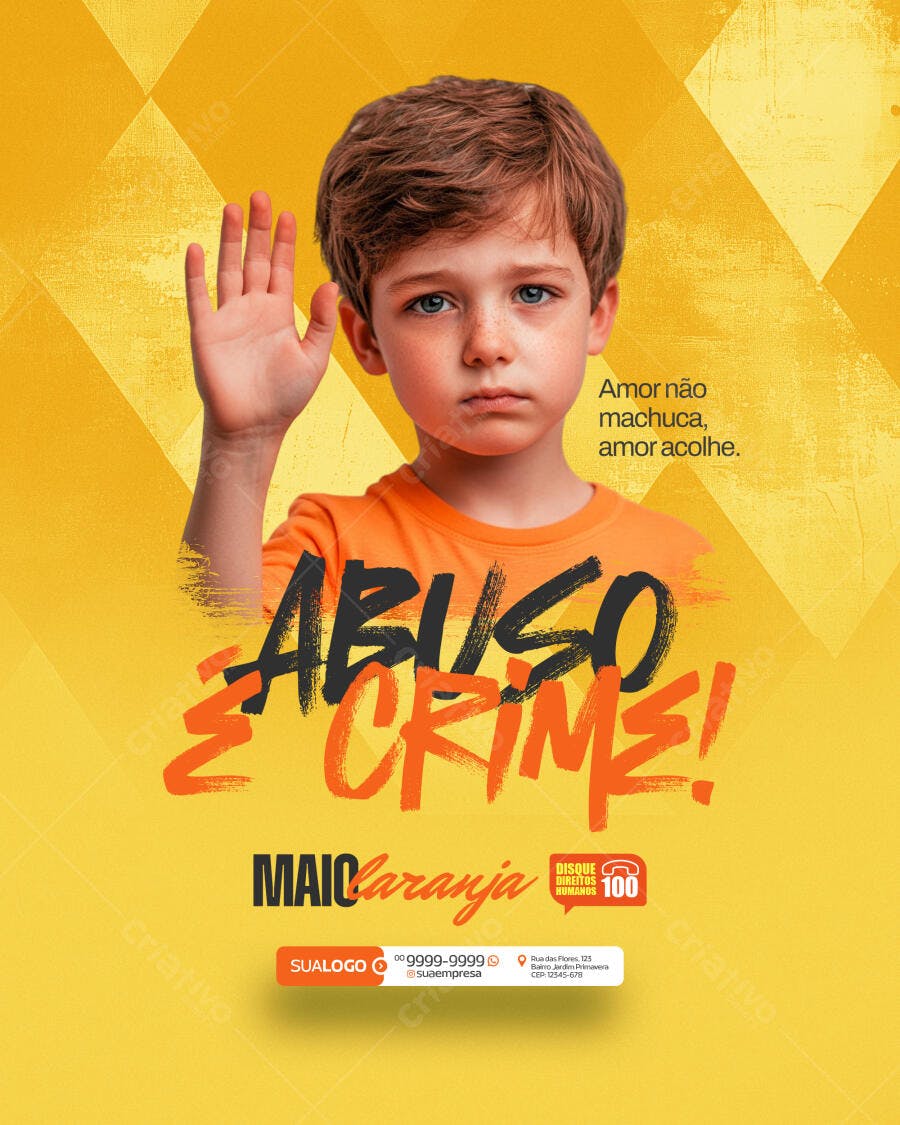 Cartaz Maio Laranja PSD Editável