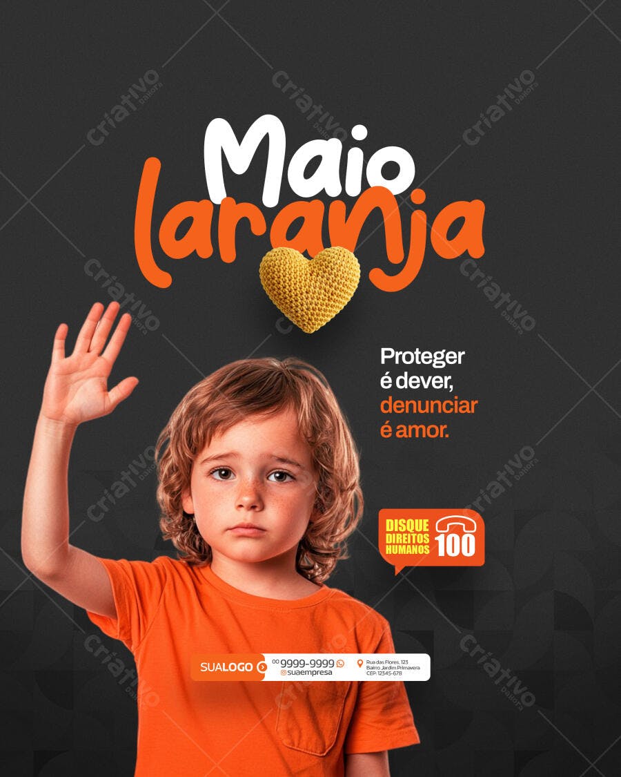 Flyer Maio Laranja PSD Editável