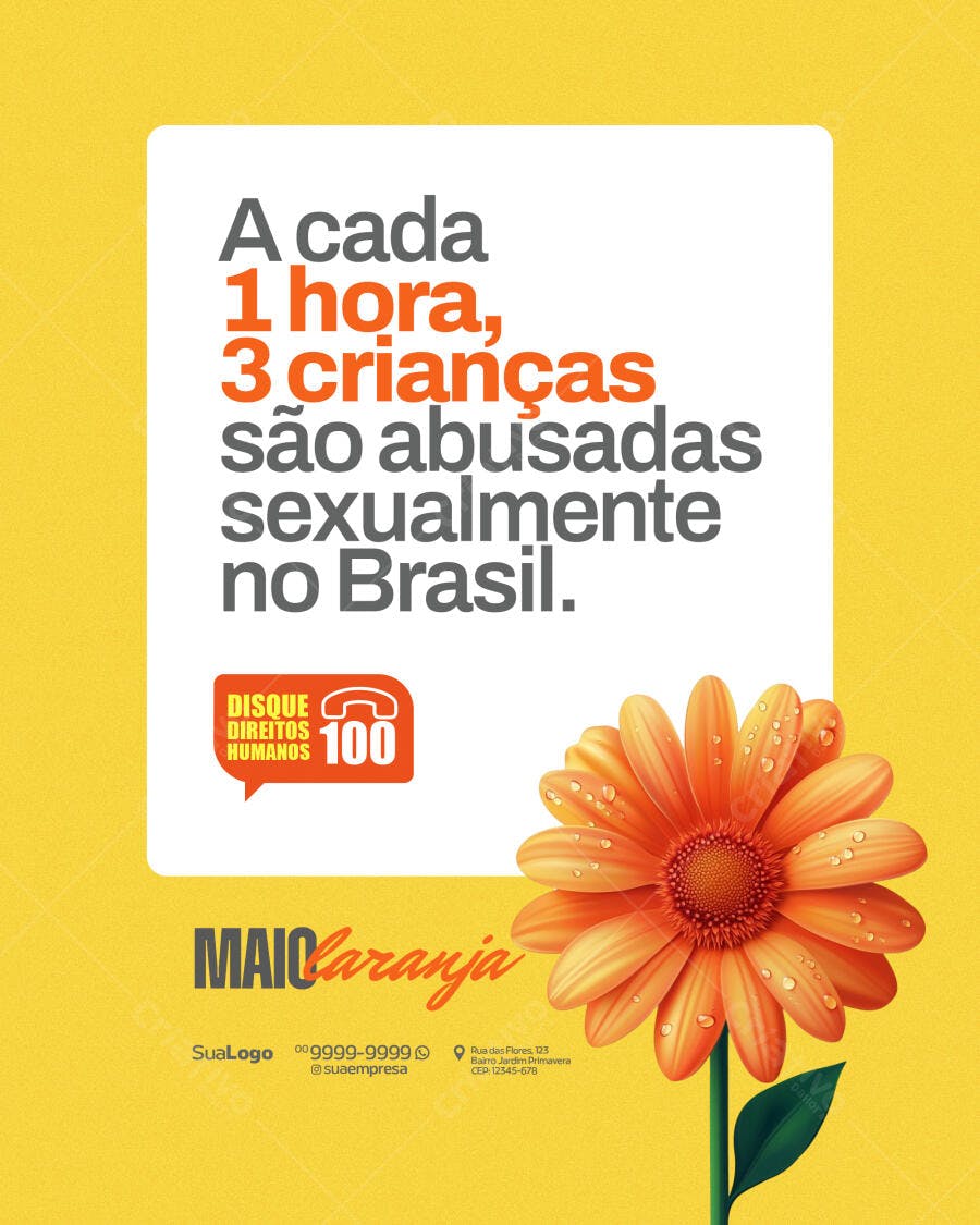 Post para o Dia Mundial de Combate ao Abuso Sexual Infantil PSD Editável