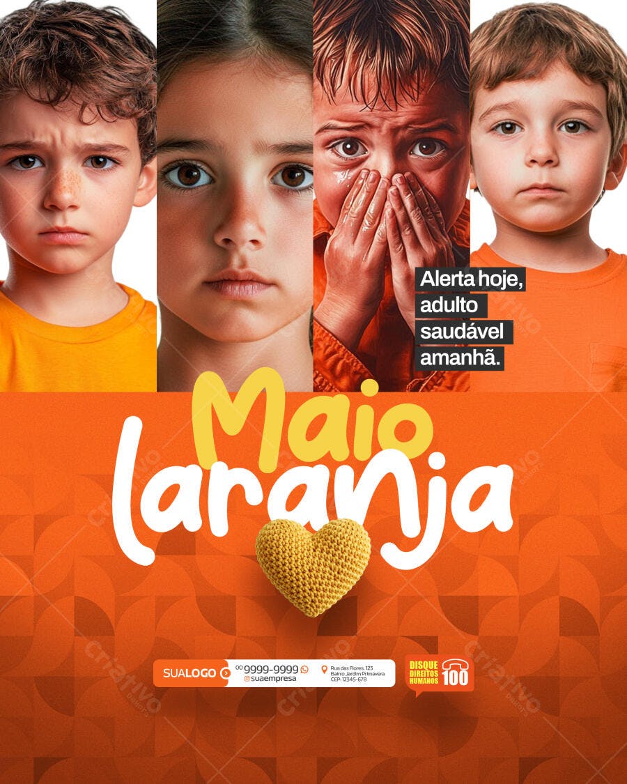 Poster Maio Laranja PSD Editável
